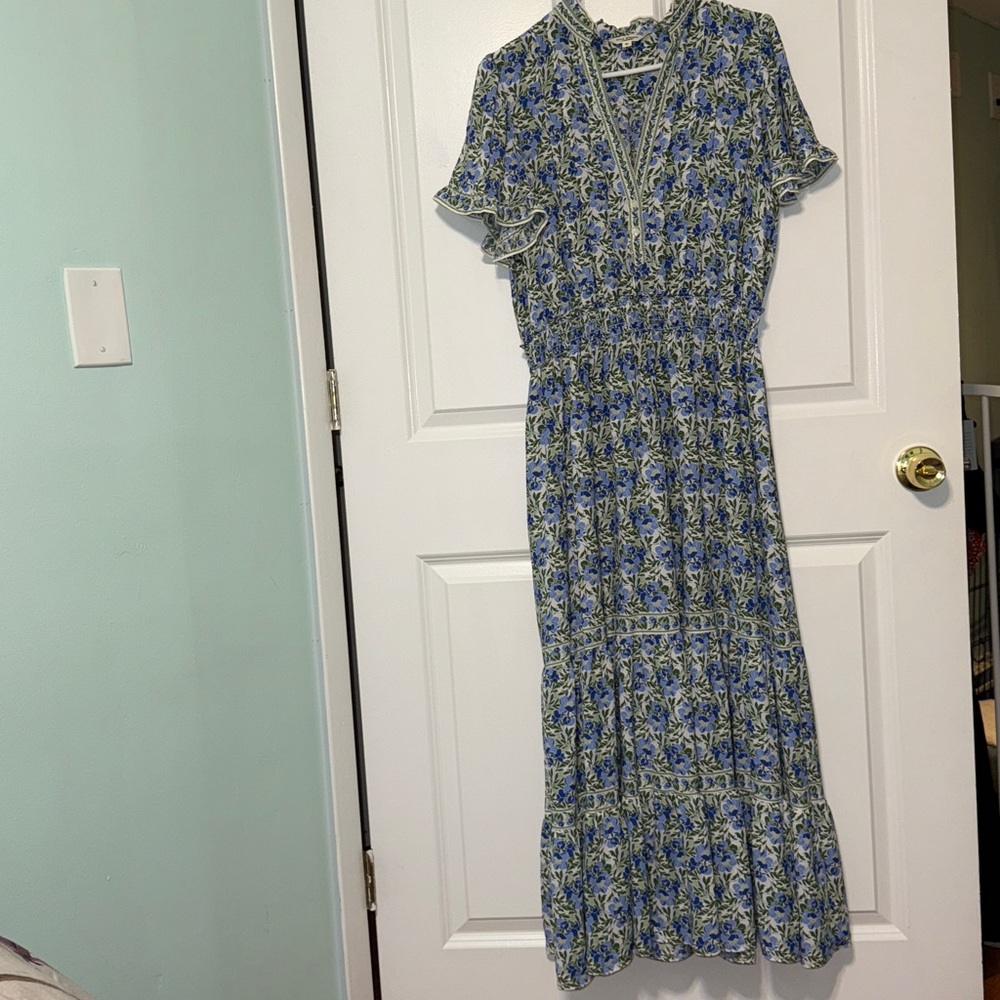 Max Studio ~Blue Floral Maxi Dress ~XL